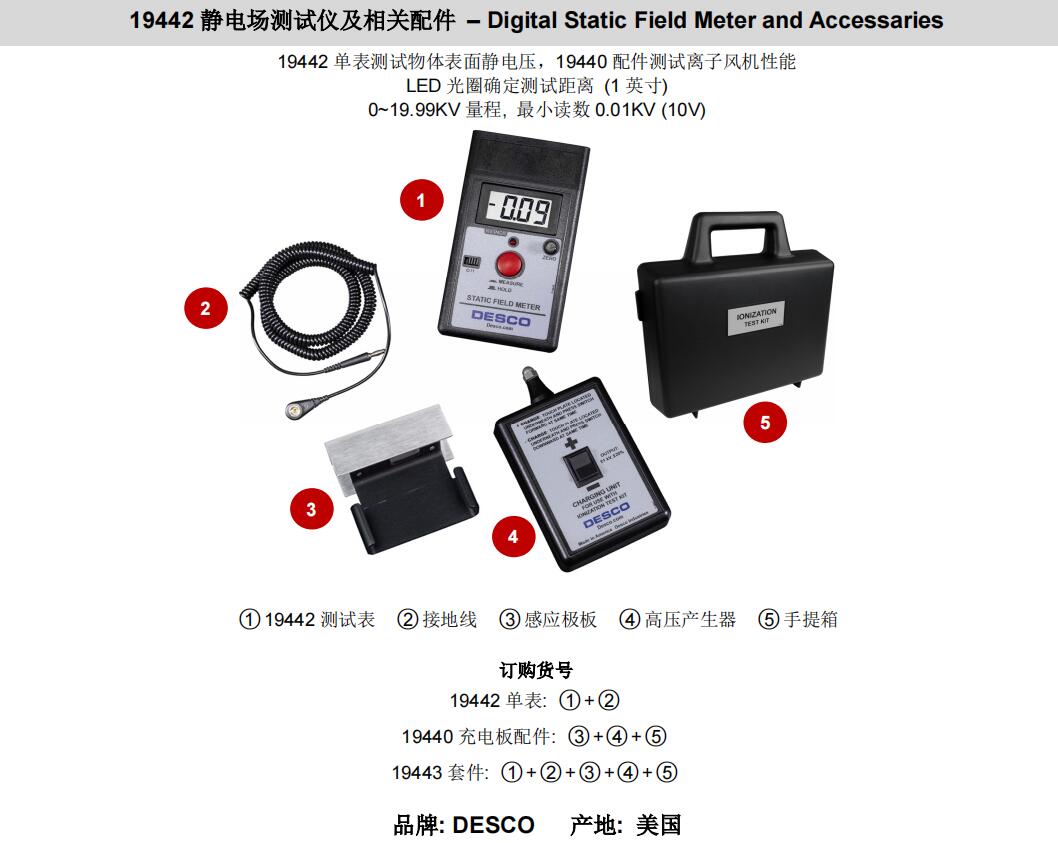 DESCO 19442静电场测试仪/19440充电板配件/19443套件