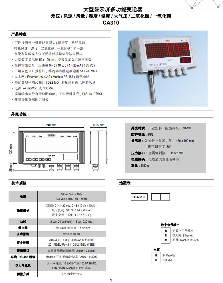 凯茂KIMO CA310大型显示屏多功能变送器