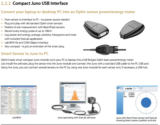 Juno数据连接器 Ophir PC接口