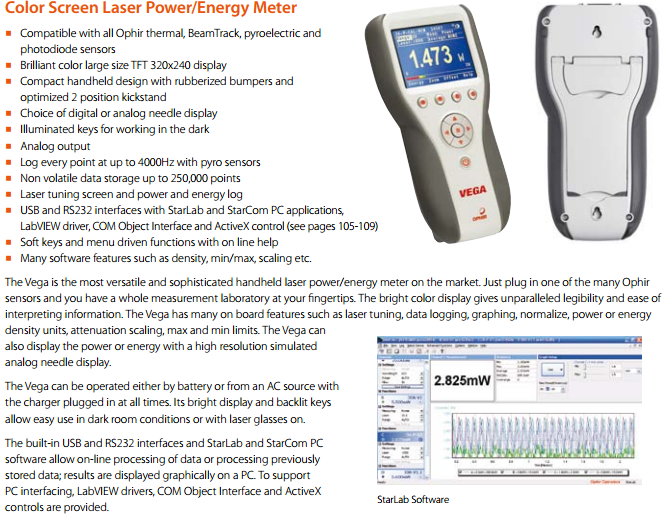 VEGA-彩色手持式激光功率计表头