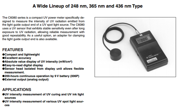 滨松C6080-02紫外线强度计